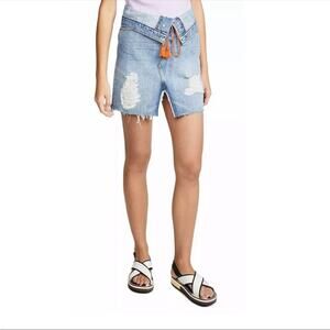 Hudson Sloane Fold-Over Cord Waist Denim Skirt  25